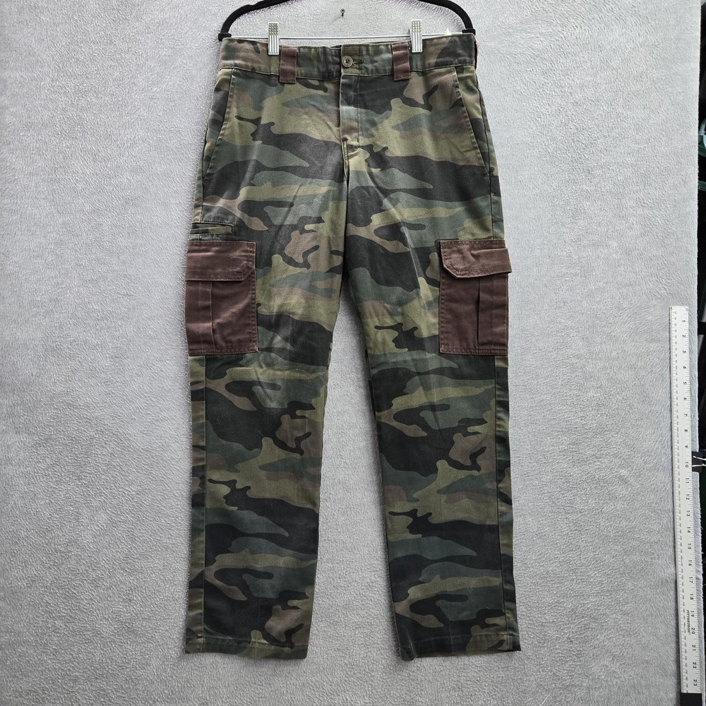 Dickies Men Pants 32X30 Green Cargo Camouflage Utility FLEX Gorpcore 29" READ